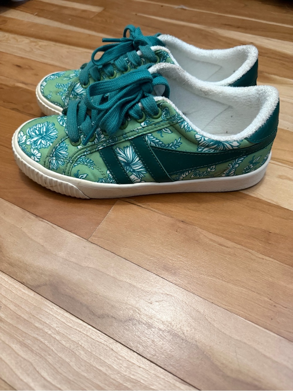 Gola Teal and Light Green Floral Lace-Up Sneakers